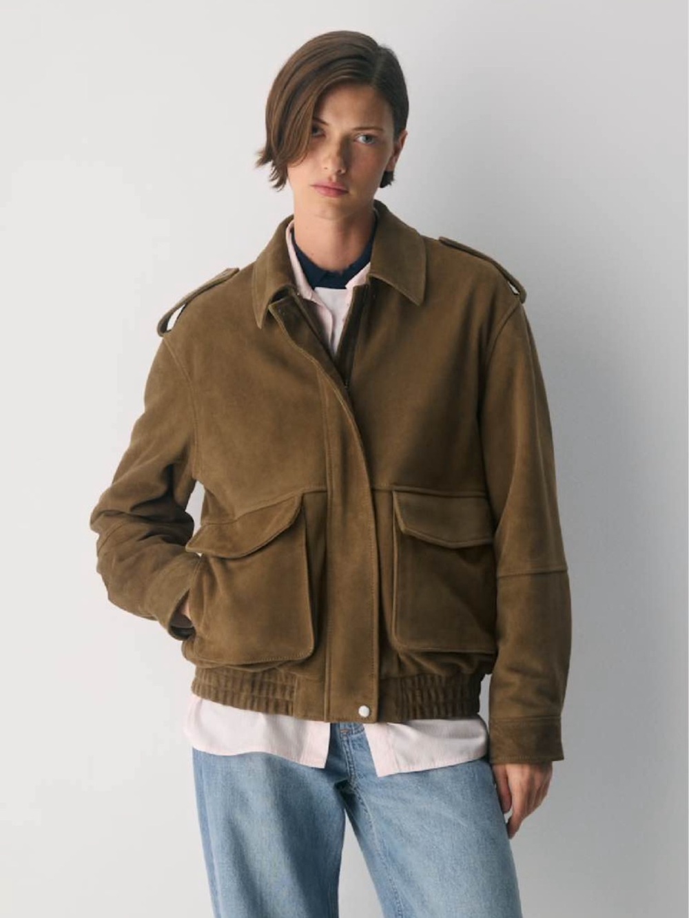 Aritzia Suede Bomber Jacket